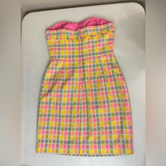 Lilly Pulitzer Bibi Printed Multi Give Me Wings Boucle Strapless Dress Size 6 - Picture 7 of 7